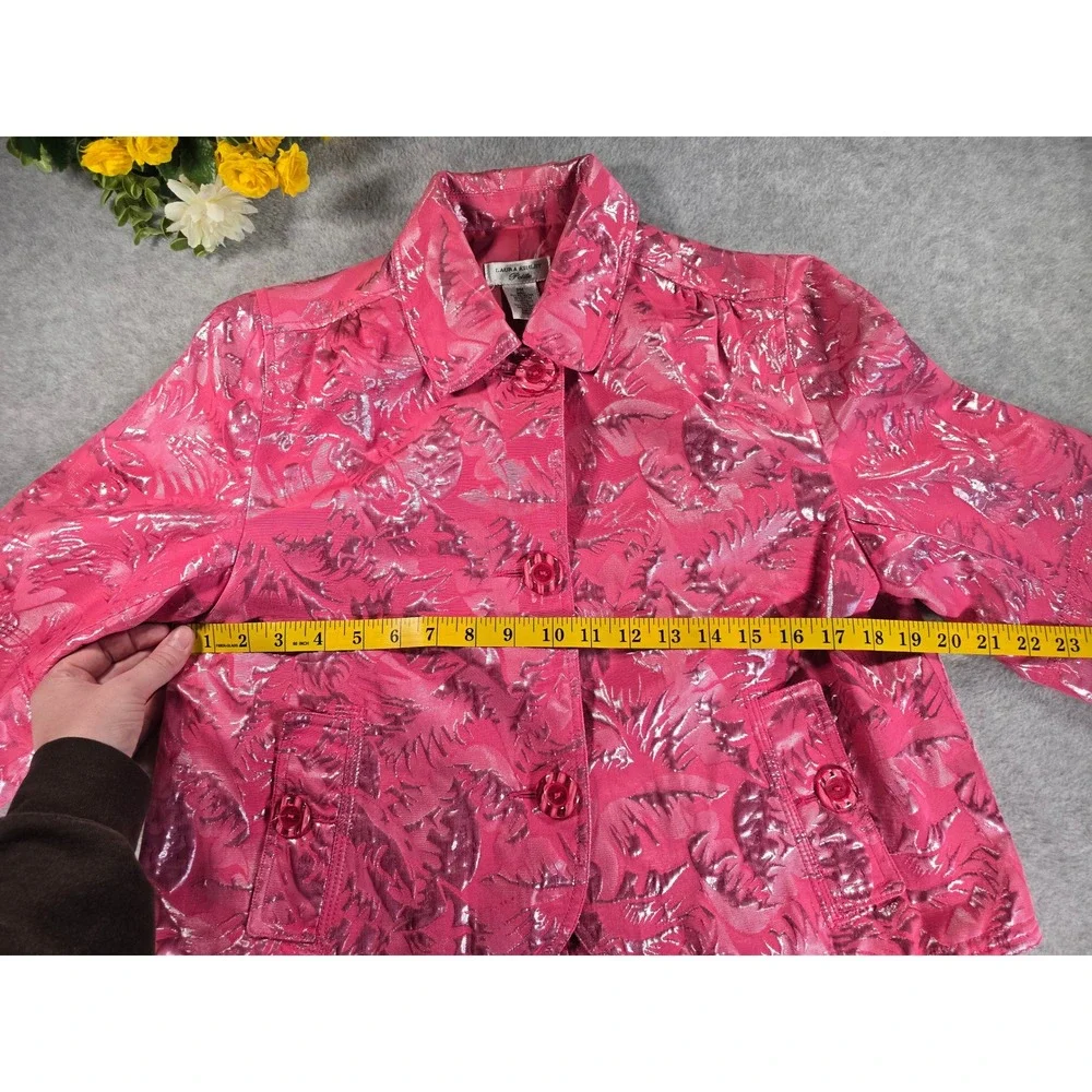 Laura Ashley Blazer Petites PM Medium Jacket Crop‎ Metallic Pink Top Barbiecore
